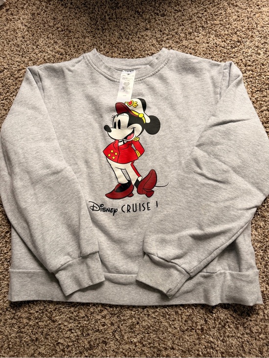 Disney Tops - Disney Light Gray Minnie Mouse Cruise Sweatshirt with Red Accents